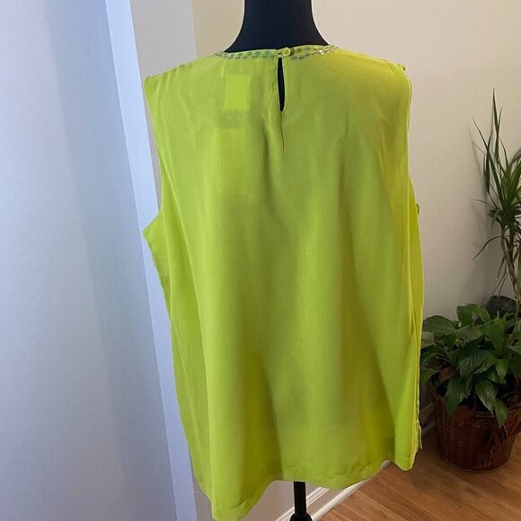 Liz & Me Chartreuse Lined Sleeveless Top, Size 1X - Picture 2 of 7